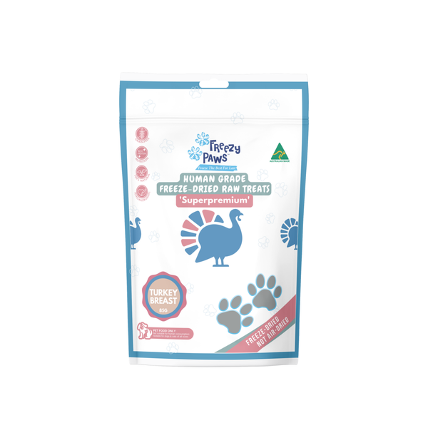 Freezy Paws Human Grade Freeze-Dried Raw Turkey Breast Treats 85g For Dogs & Cats