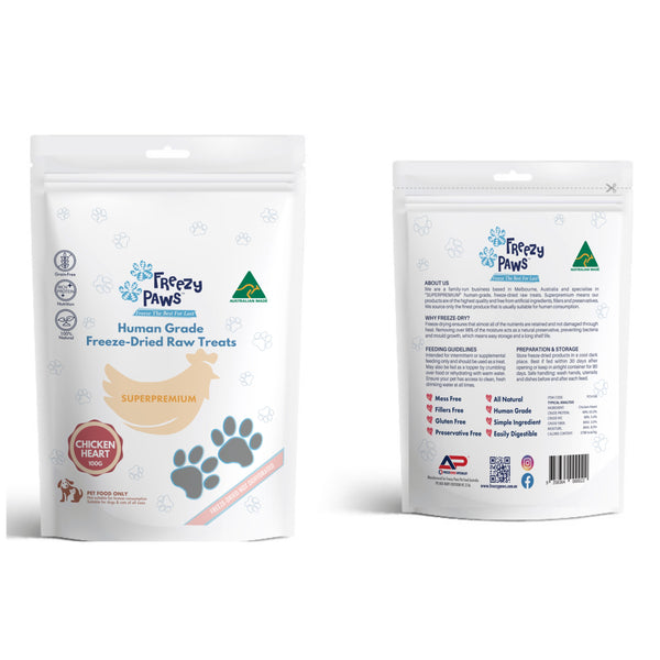 FP Superpremium Human Grade Freeze-Dried Raw Chicken Heart Treats 100g