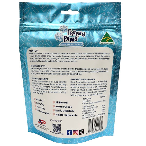 FP Human Grade Freeze-Dried Raw Functional Training Treats (Chicken Breast with Colostrum) 80g