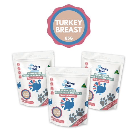 Triple Deal - Freezy Paws Human Grade Freeze-Dried Raw Turkey Breast 255g (Bulk Buy 85g x 3 bags)
