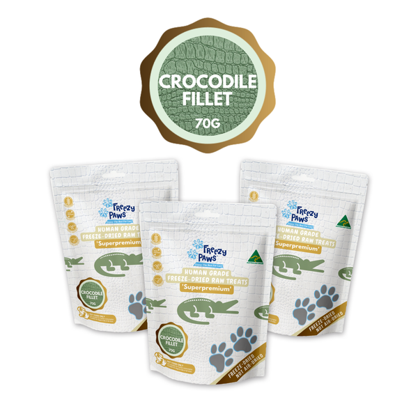 Triple Deal - FP Human Grade Freeze-Dried Raw Crocodile Fillet Treats Bundle 210g (bulk buy 70 x 3 bags)