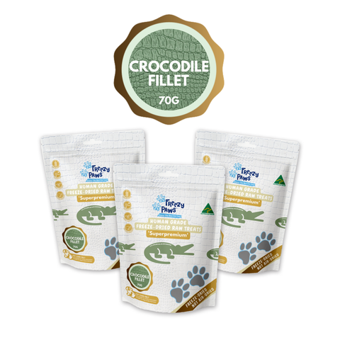 Triple Deal - FP Human Grade Freeze-Dried Raw Crocodile Fillet Treats Bundle 210g (bulk buy 70 x 3 bags)