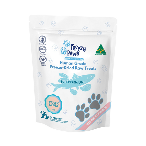 Freezy Paws Superpremium Human Grade Freeze-Dried Seafood Basket Raw Treats 70g