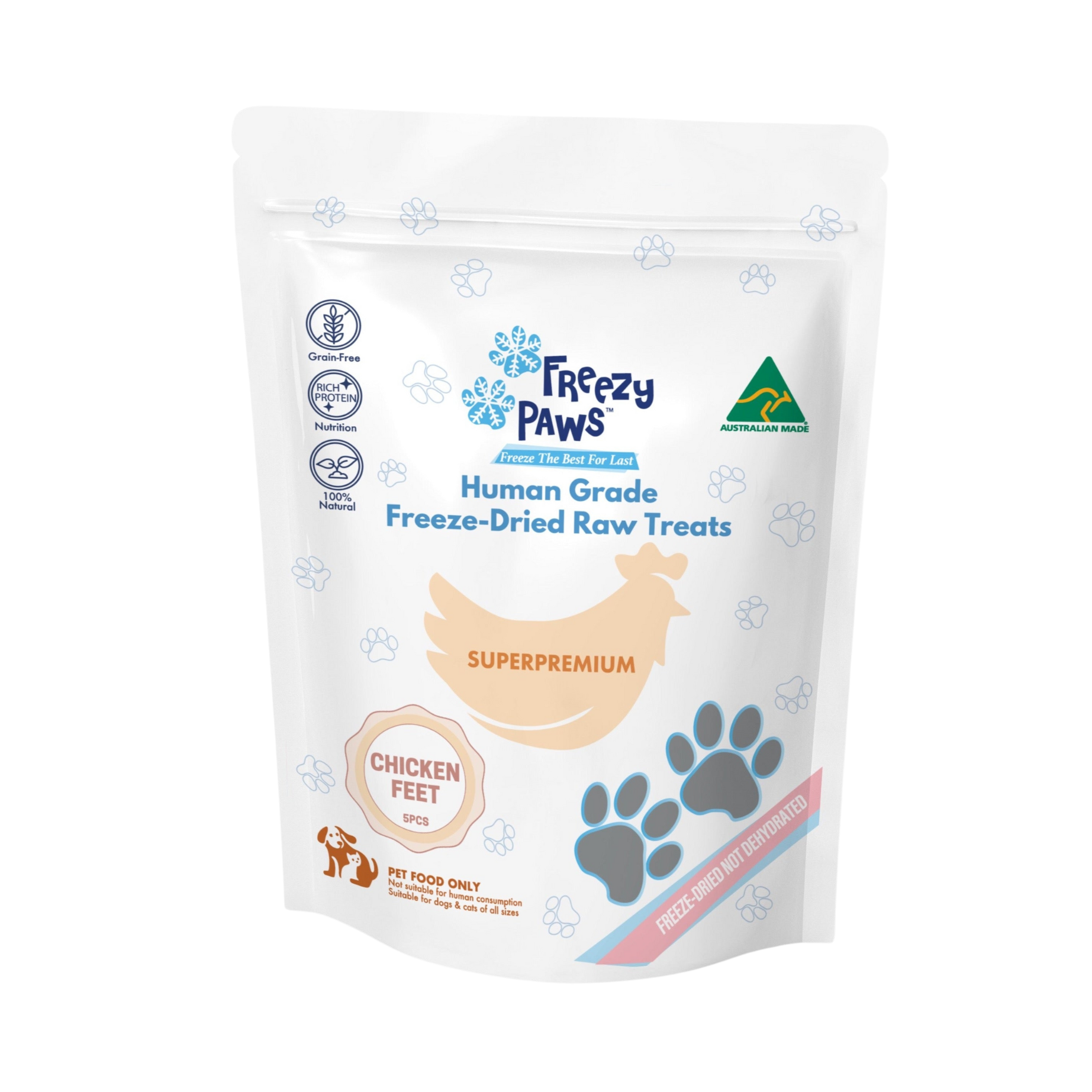 FP Human Grade Freeze-Dried Raw Chicken Feet Treats 5pcs