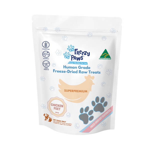 Freezy Paws Human Grade Freeze-Dried Raw Chicken Feet Treats 5pcs (90-110g)