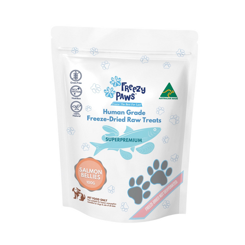 FreezyPaws Superpremium Human Grade Freeze-Dried Raw Salmon Belly Treats 100g