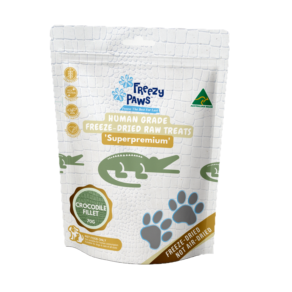 Freezy Paws Human Grade Freeze-Dried Raw Crocodile Fillet Treats 70g For Dogs & Cats