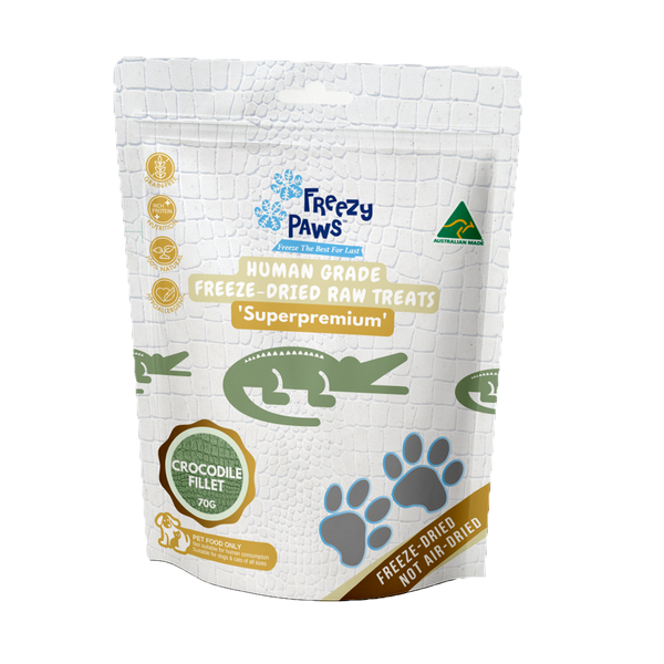 Freezy Paws Human Grade Freeze-Dried Raw Crocodile Fillet Treats 70g For Dogs & Cats