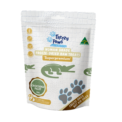 Freezy Paws Human Grade Freeze-Dried Raw Crocodile Fillet Treats 70g For Dogs & Cats