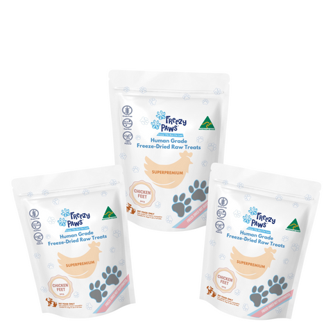 Freezy Paws Human Grade Freeze-Dried Raw Chicken Feet Treats 5pcs (90-110g) x 3 (TRIPLE PACK DEAL)