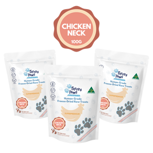 FP Human Grade Freeze-Dried Raw Chicken Neck Treats 100g x 3 bags (Bulk Buy 300g)