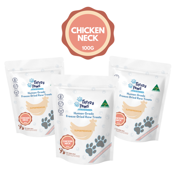 FP Human Grade Freeze-Dried Raw Chicken Neck Treats 100g x 3 bags (Bulk Buy 300g)