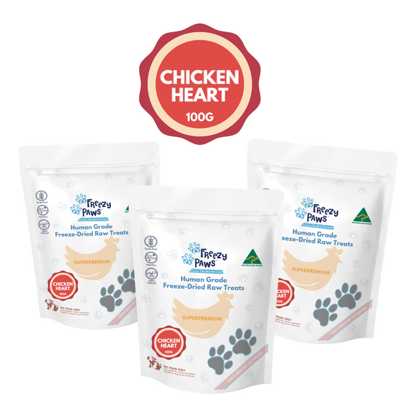 FP Human Grade Freeze-Dried Raw Chicken Heart Treats 100g x 3 bags (Bulk Buy 300g)