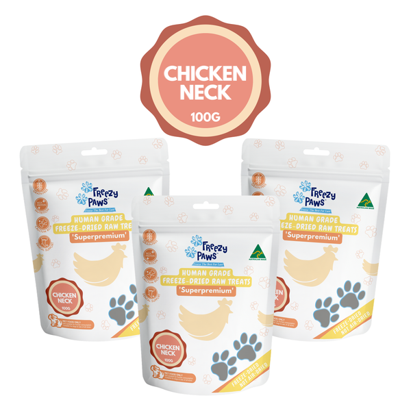 Triple Deal - Freeze-Dried Raw Chicken Neck Treats (100g x 3 Bags)