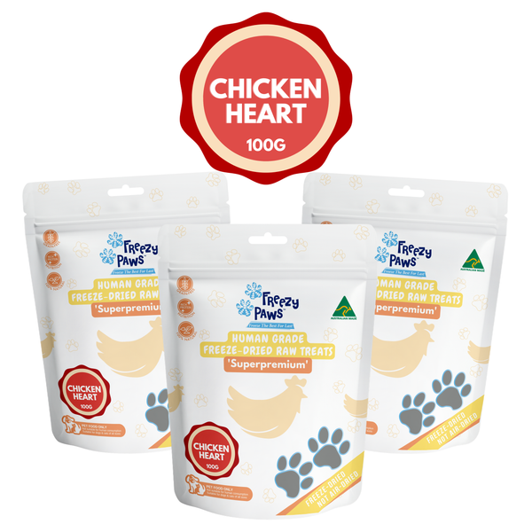 Triple Deal - Freeze-Dried Raw Chicken Heart Treats (100g x 3 Bags)