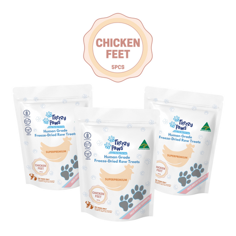FP Human Grade Freeze-Dried Raw Chicken Feet Treats 5pcs x 3 bags (Bulk Buy 15pcs)