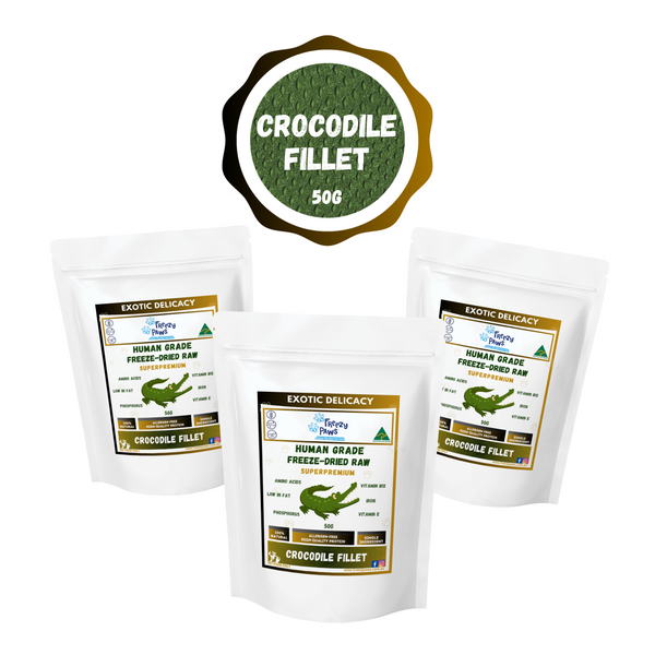 FP Human Grade Freeze-Dried Raw Crocodile Fillet Treats Bundle 50g x 3 (bulk buy 150g)