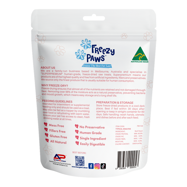 Freeze-Dried Raw Beef Heart Treats (100g)