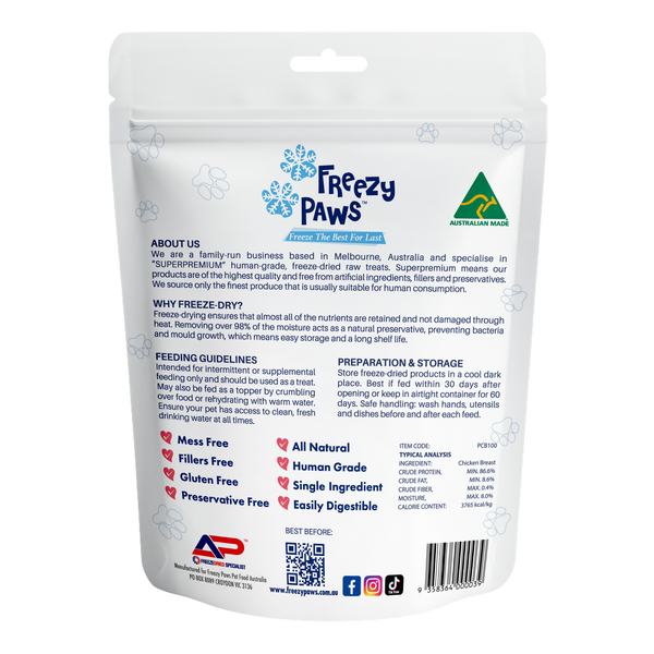 Freeze-Dried Raw Chicken Breast Treats (100g)