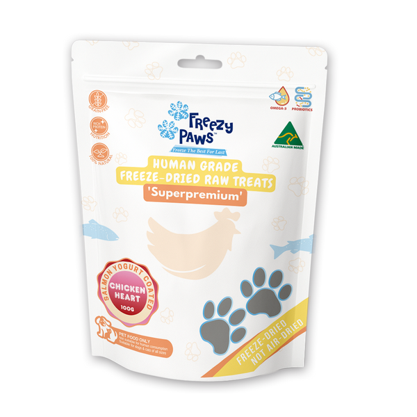 Freeze-Dried Raw Salmon Coated Chicken Heart Treats (100g)