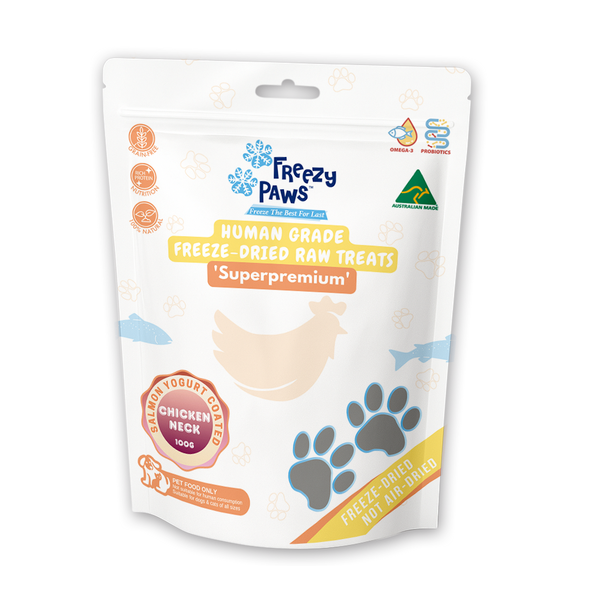 Freeze-Dried Raw Salmon Coated Chicken Neck Dental Treats (100g)