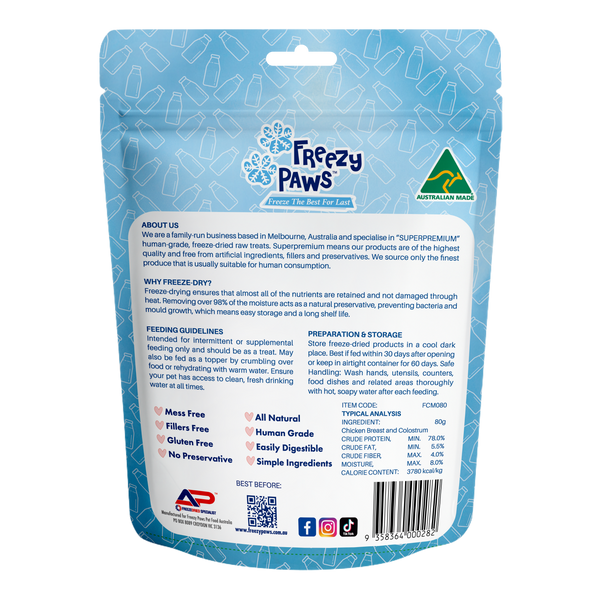 Freeze-Dried Raw Functional Training Treats - Chicken Breast w/Colostrum (80g)