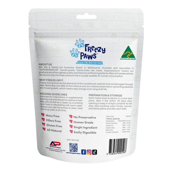 Freeze-Dried Raw Crocodile Fillet Treats (70g)