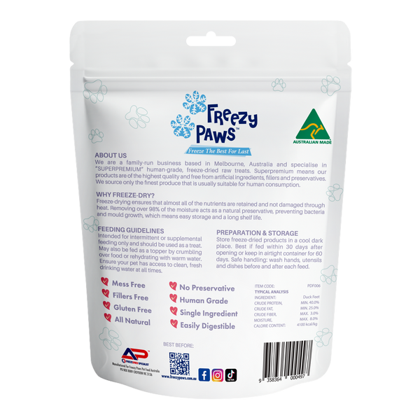 Freeze-Dried Raw Duck Feet Treats (6 pcs)