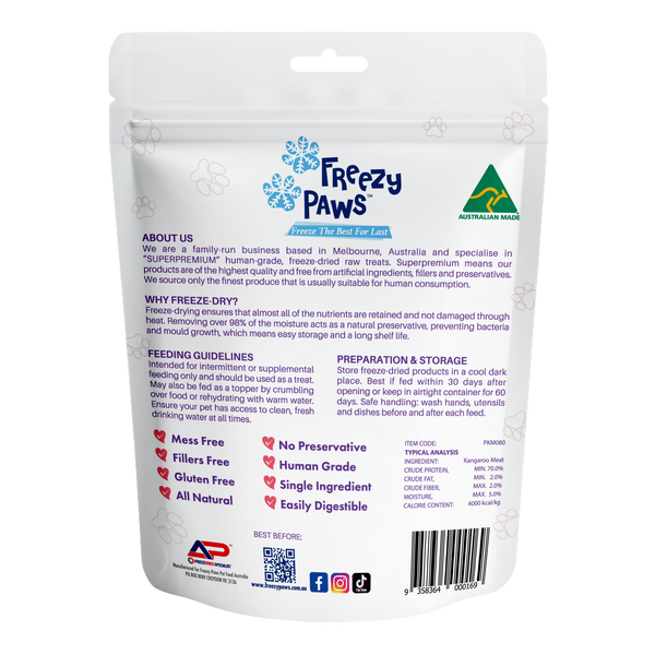 Freeze-Dried Raw Kangaroo Steak Treats (80g)