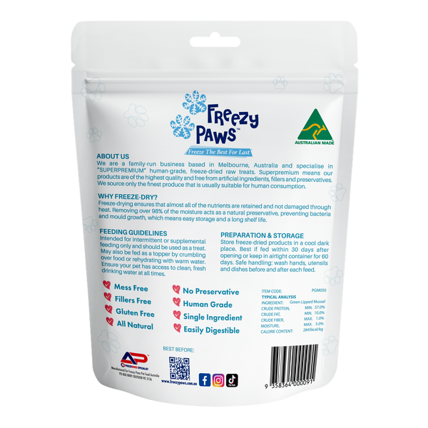 Freeze-Dried Raw NZ Green Lipped Mussels Treats (50g)