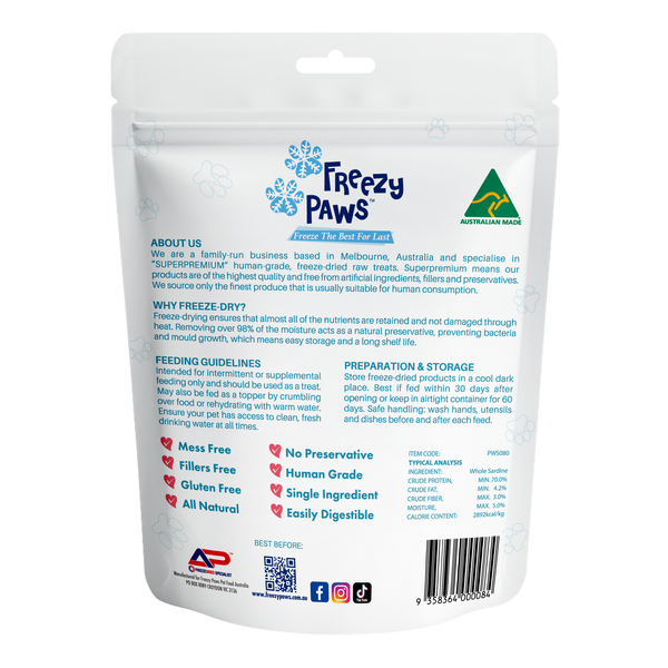 Freeze-Dried Raw Sardine Treats (80g)
