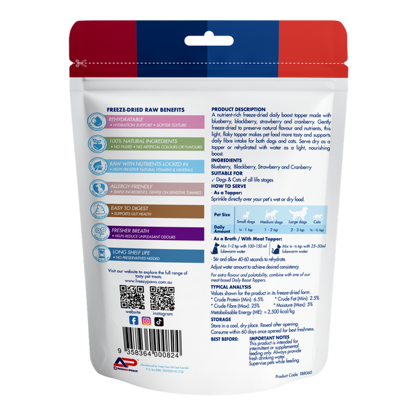 Freeze-Dried Berry Radiance Daily Boost Topper: Blueberry, Strawberry, Blackberry & Cranberry (60g)