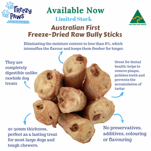 FP Human Grade Freeze-Dried Raw Beef Bully Stick 6” x 4 Counts (THICK) Australian Made
