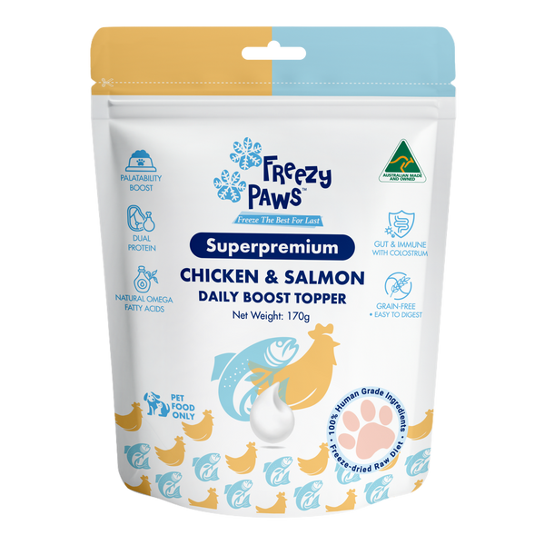 Freeze-Dried Raw Daily Boost Topper: Chicken & Salmon w/Colostrum 170g