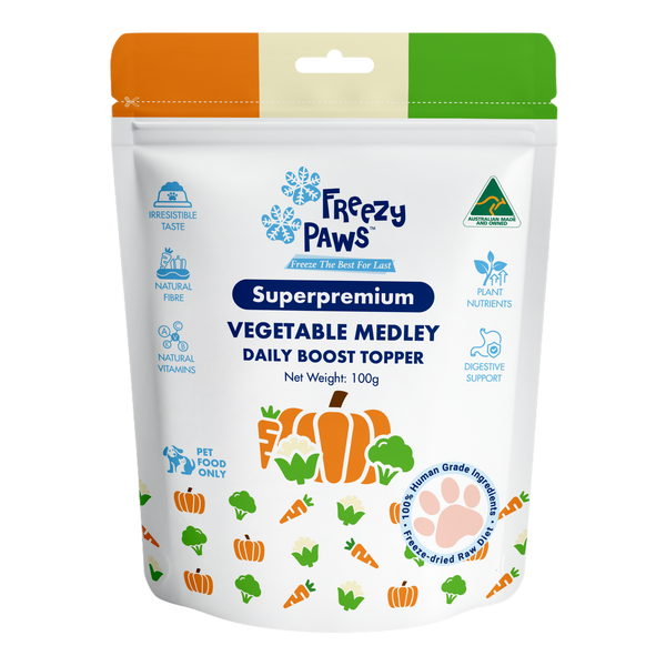 Freeze-Dried Vegetable Medley Daily Boost Topper: Pumpkin, Carrot, Broccoli & Cauliflower 100g