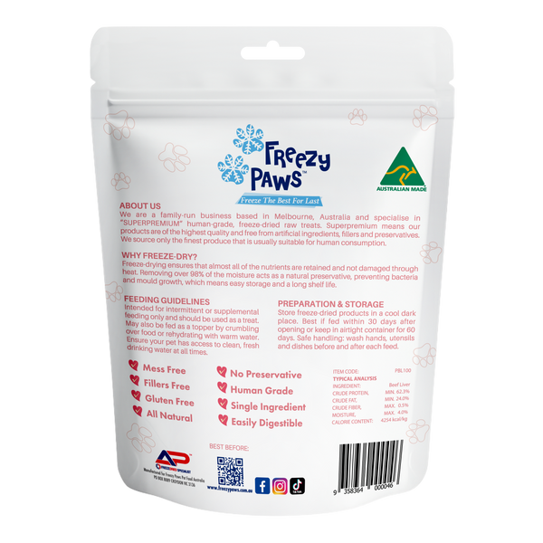 Freeze-Dried Raw Beef Liver Treats (100g)