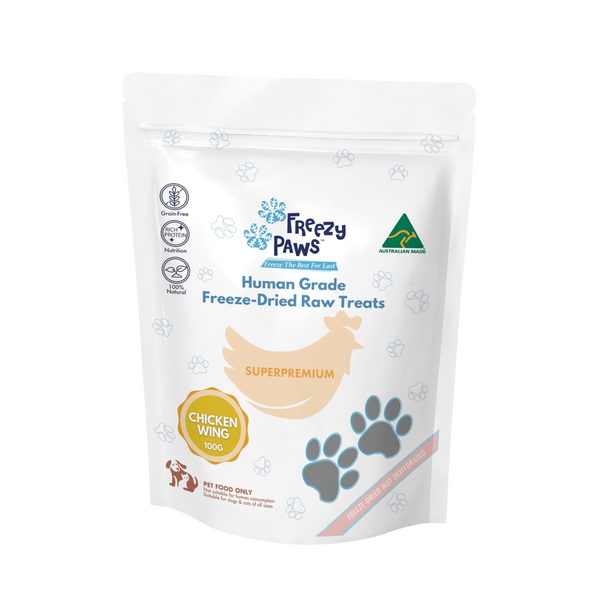 Freezy Paws Human Grade Freeze-Dried Raw Chicken Wing Treats 100g