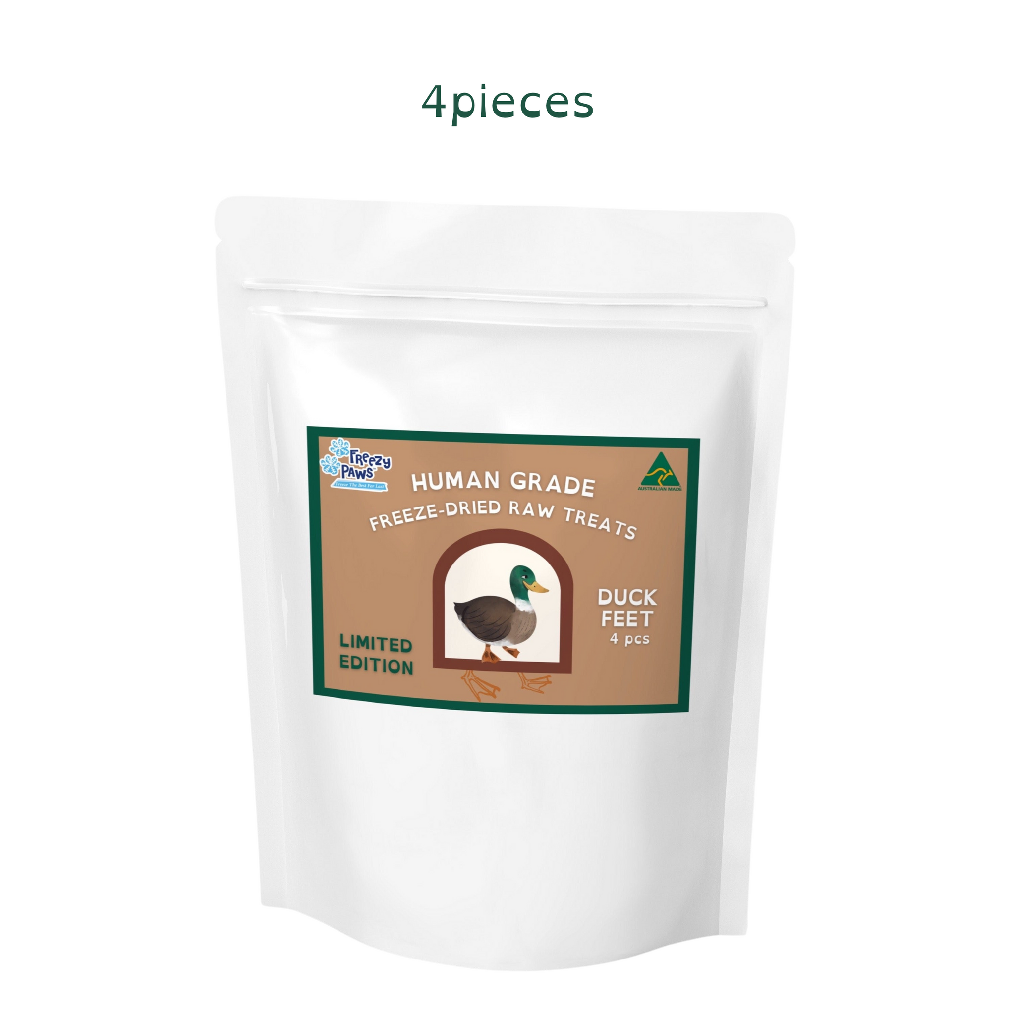 Freezy Paws Human Grade Freeze-Dried Raw Duck Feet Treats (4 or 8 pieces)