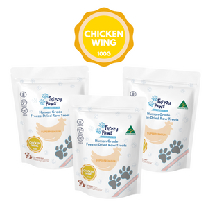 FP Human Grade Freeze-Dried Raw Chicken Wing Treats 100g x 3 bags (TRIPLE PACK DEAL)