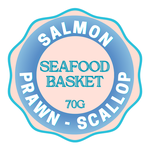 FP Human Grade Freeze-Dried Raw Seafood Basket: Salmon Belly, Prawn & Scallop Treats 70g