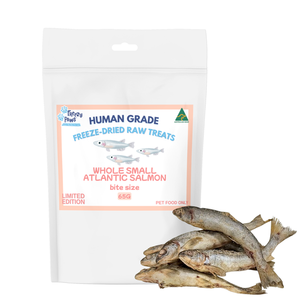 Limited Edition Freeze-Dried Raw Whole Atlantic Small Salmon Treats 65g