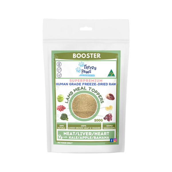 Freeze-Dried Raw Lamb Broth/Meal Topper Mix: Lamb Liver, Meat, Heart, Kale, Apple & Banana 200g