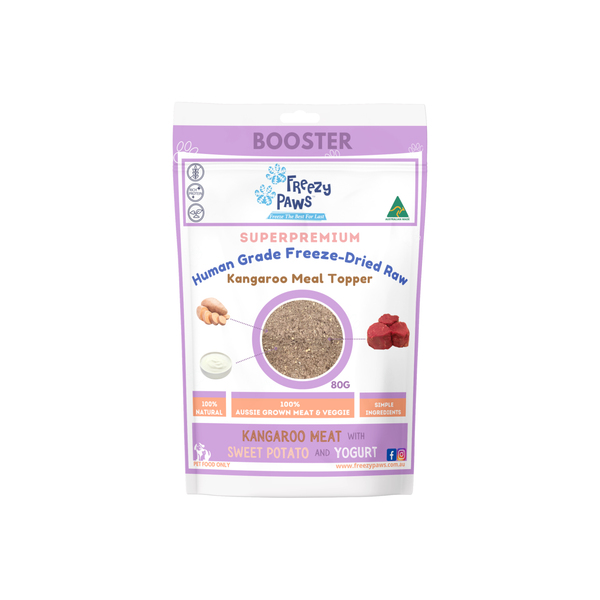 FP Human Grade Freeze-Dried Raw Meal Toppers: Kangaroo Meat w/Sweet Potato & Yogurt Mix (80g)