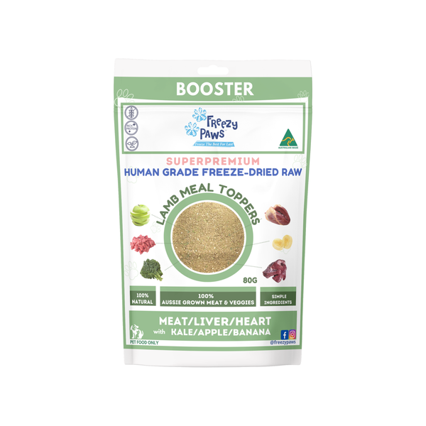 FP Freeze-Dried Raw Lamb Topper Mix: Liver, Meat, Heart w/kale, apple & banana (70g)