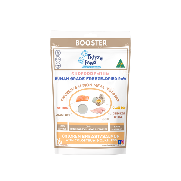 FP - Human Grade Freeze-Dried Raw Meal Topper: Chicken, Salmon w/Colostrum & Yogurt Mix (80g)