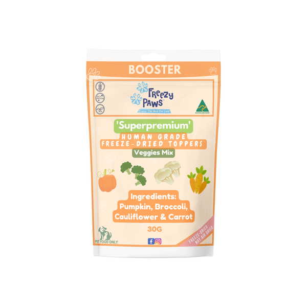 FP Human Grade Freeze-Dried Pure Veggies Meal Toppers: Pumpkin, Cauliflower, Broccoli & Carrot (30g)