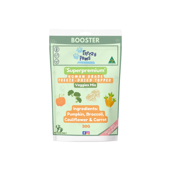 FP Human Grade Freeze-Dried Pure Veggies Meal Toppers: Pumpkin, Cauliflower, Broccoli & Carrot (30g)