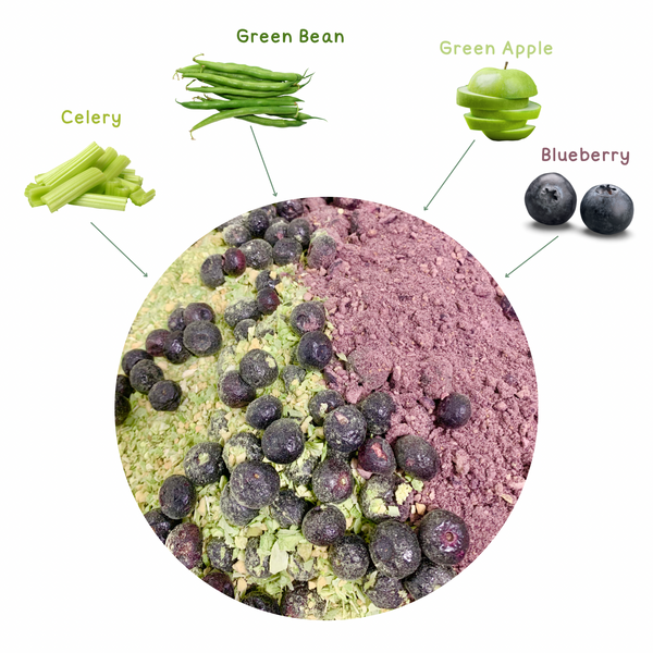 Freezy Paws Superpremium Human Grade Veggie Topper Mix 30g (Green Bean, Celery, Apple & Blue Berries)