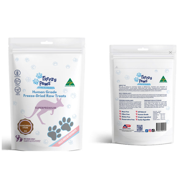 Human Grade Freeze-Dried Kangaroo Steak Raw Treats 