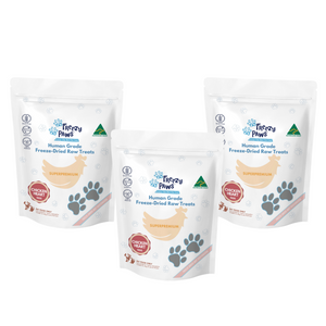 FreezyPaws Superpremium Human Grade Freeze-Dried Chicken Heart Raw Treats 3 x 100g (Combo Deal)